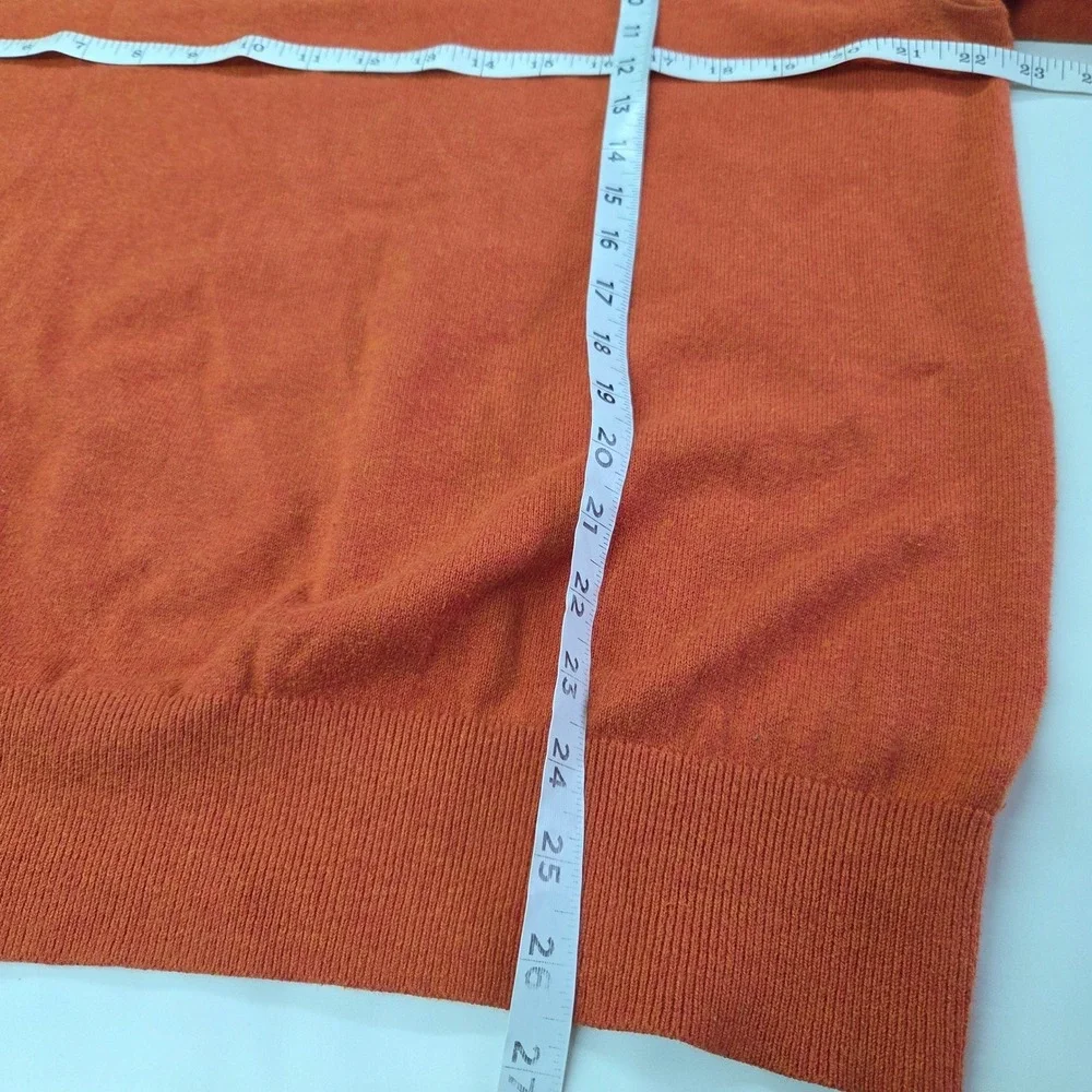 Banana Republic Men's Orange Cotton Cashmere Mock‎ Neck Button Sweater Large